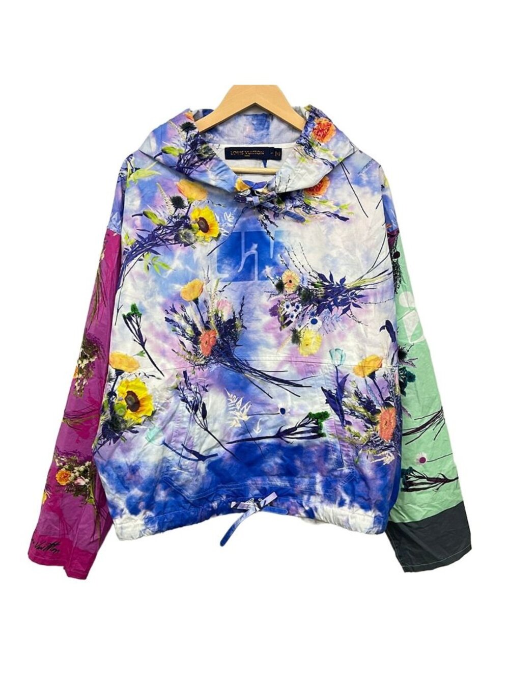 Louis Vuitton Hoodie Flower Cotton Poplin Anorak Txb Purple Blue Multi L
